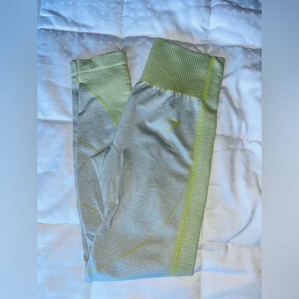 Grey and yellow Gymshark leggings